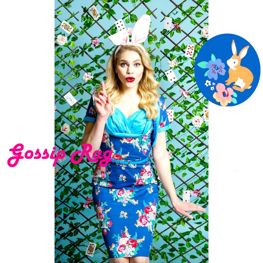 NEW Lindy Bop blue Bunny rabbit dress jacket suit size 8 medium